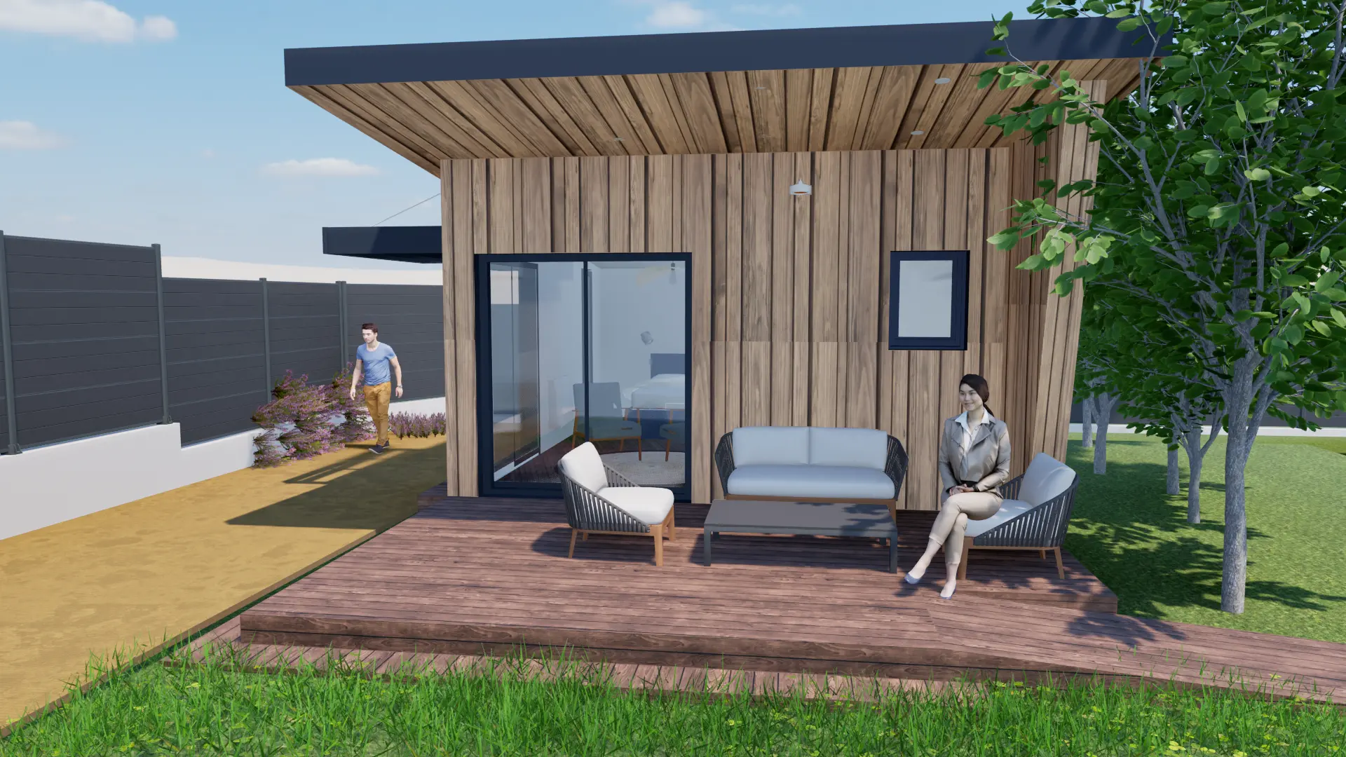Conception 3D du studio de jardin en bois